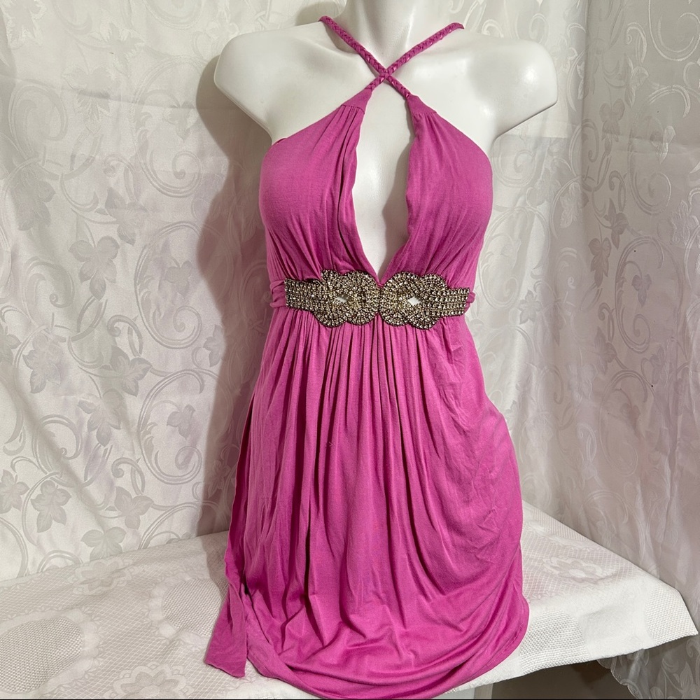 Kopa Women's Pink Cotton Blend Sleeveless Fit & Flare Midi Dress Size Small